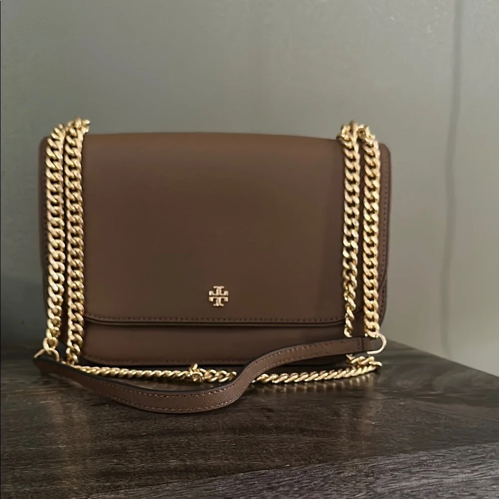 Tory Burch Brown Leather Emerson Shoulder Bag - Picture 1 of 8